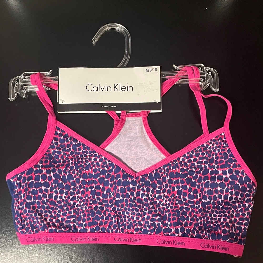 NEW - x2 Calvin Klein Girls Bra Top - Pink and Purple sz 8/10